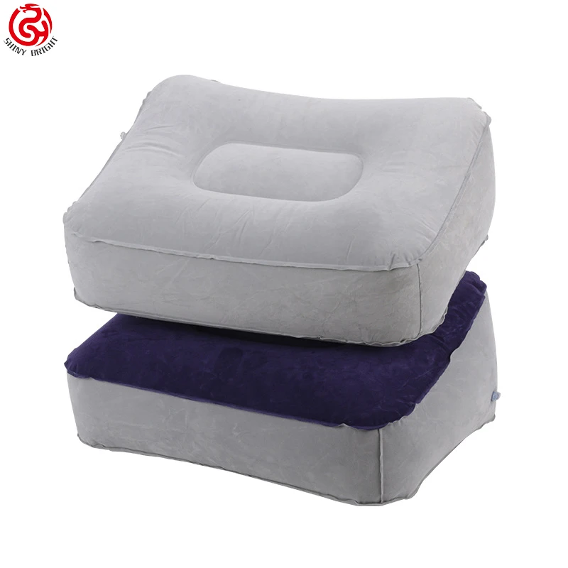 flocking inflatable Footstool Stool Portable inflatable folding footpad inflatable travel foot rest pillow for flying