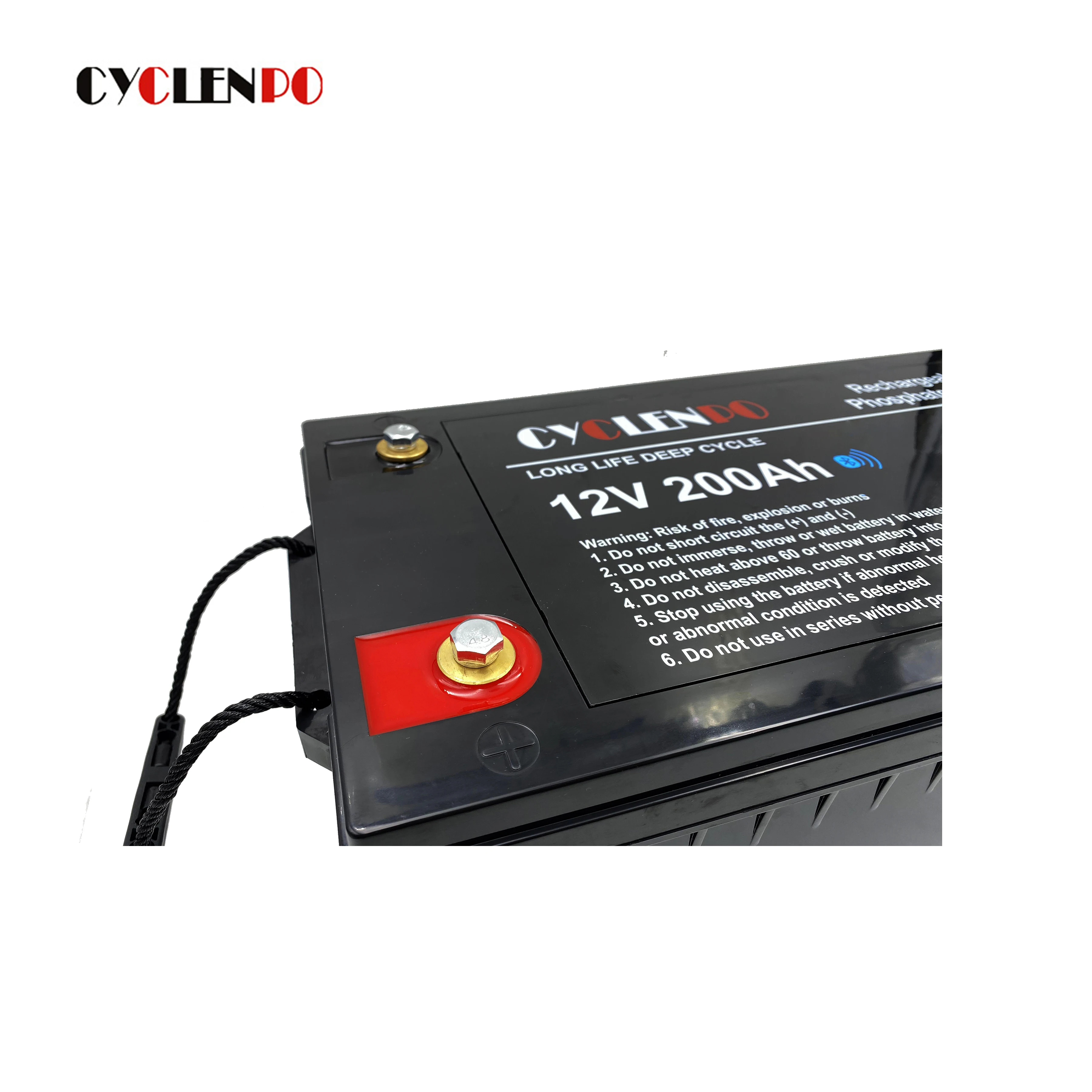 Maintenance free lifepo4 12v 200ah lipo battery with wireless connection function and BMS