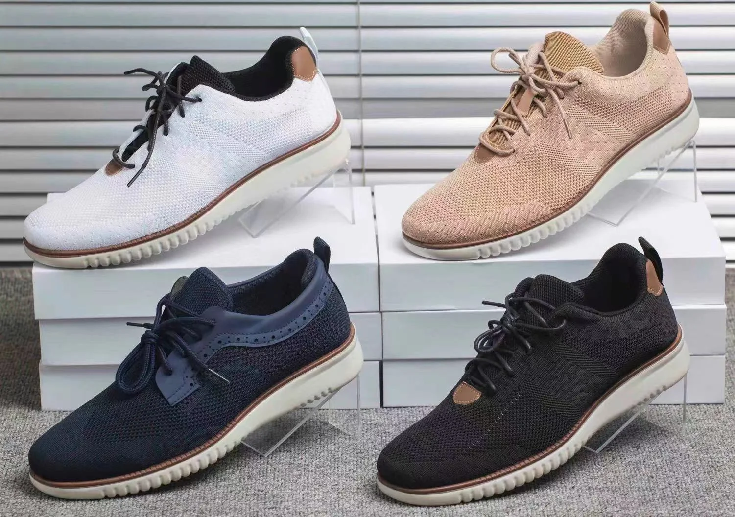 Hot popular Mesh upper lace-up men casual shoes with PVC injection outsole hot selling products 2024