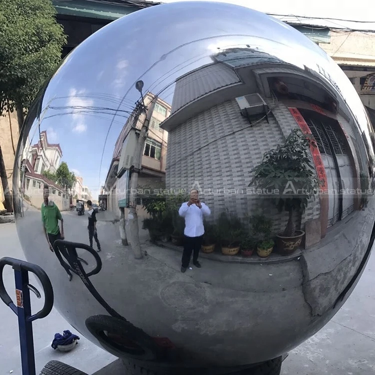 Stainless steel sphere sculpture highly mirror polished surface steel sculpture