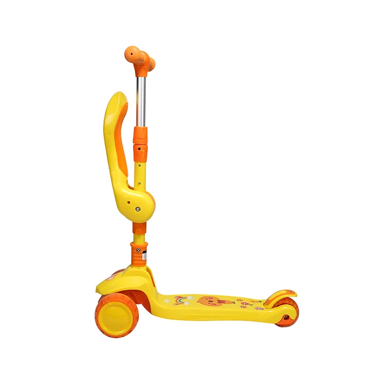 Дешевое желтое; Милые носки для детей игры на свежем воздухе безопасный 3 колеса складной наивысшего качества с складные сиденья 2 в 1 Kick скутер для детей