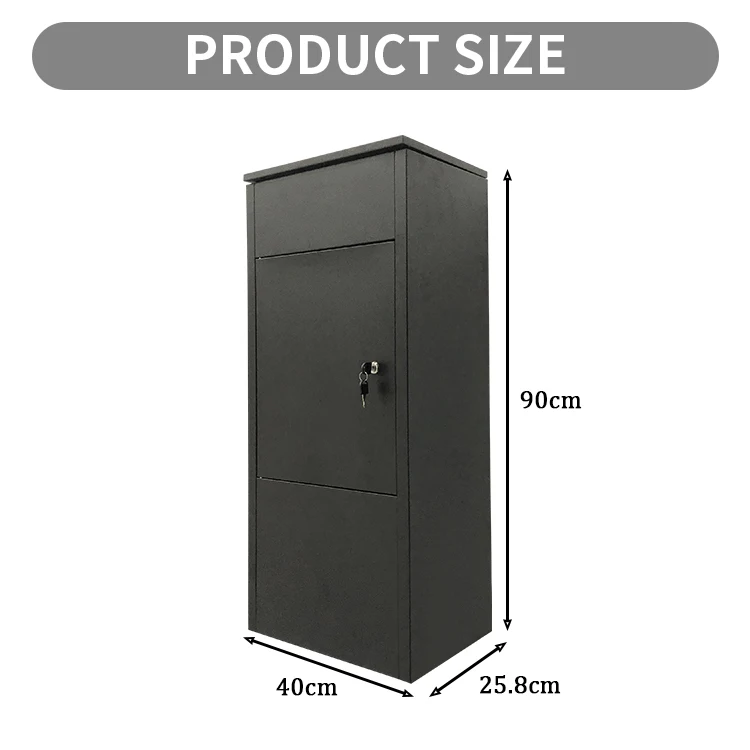 JH-Mech Outdoor Parcel Delivery Box With Tamper-Resistant Drop Weatherproof Slot and Key Large Lockable Parcel Mailbox