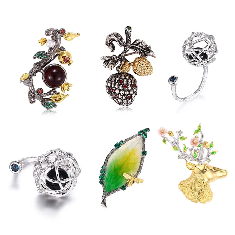 Special Faberge Spider Design 925 Silver Animal Brooch with Shell Pearl