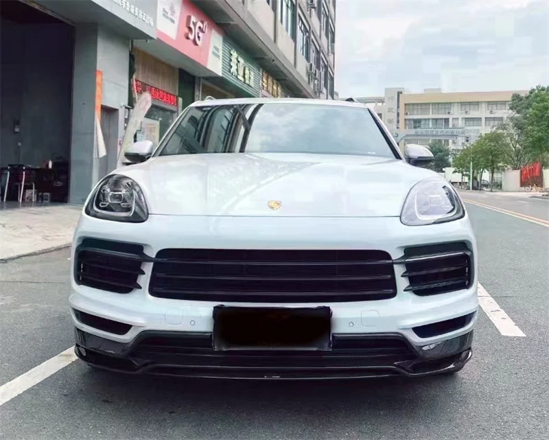 Front bumper edge side skirts  rear diffuser rear spoiler for the Porsche Cayenne 18-21 TK style carbon fiber body kit