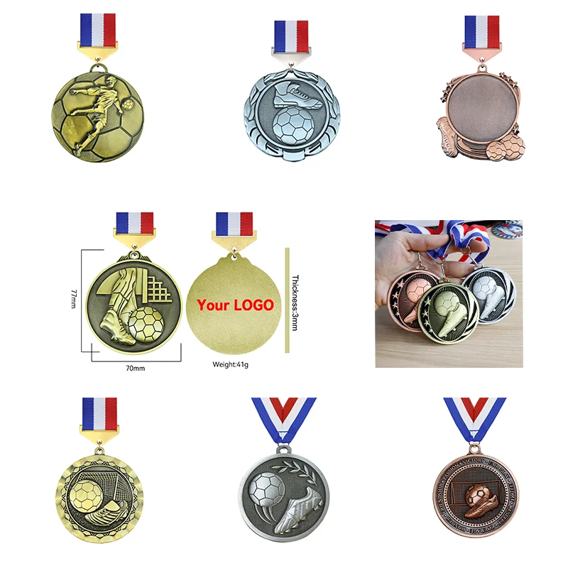 Wholesale Manufacturer Custom 3d Cheap Blank Personalized Graduation Design Logo Metal Crafts Soccer Football Sports Medals