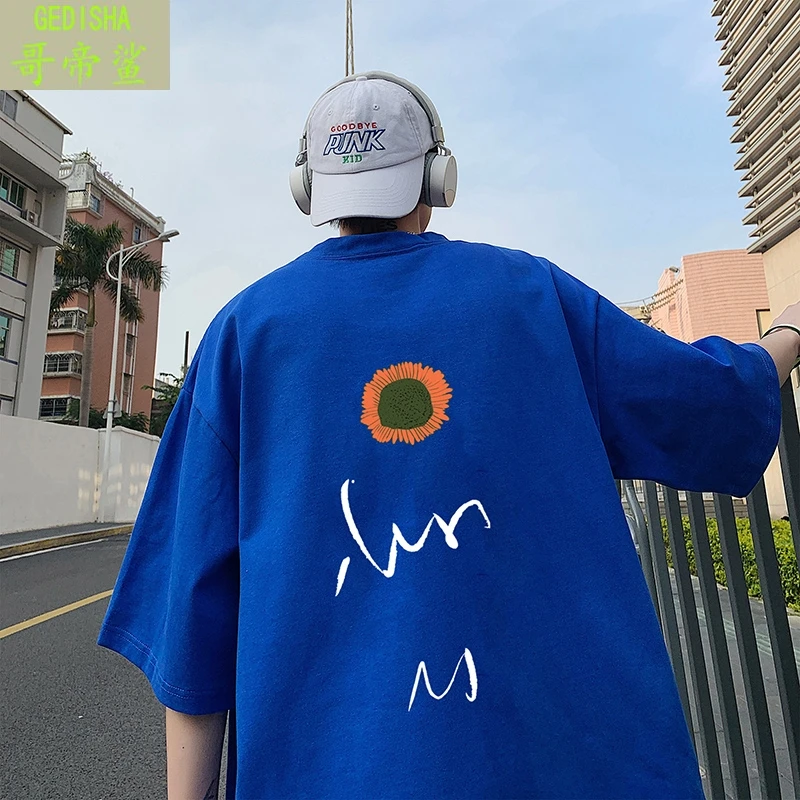 Florals Unisex Polyester Cotton Hip Hop Muscle Fit Custom Printing Logo Men Knitted T Shirts Custom Print T Shirts