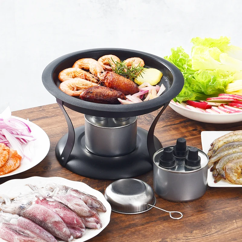 Indoor And Outdoor Camping Barbecue Plate Round Barbecue Grill Non-Stick Grilling Baking Pan