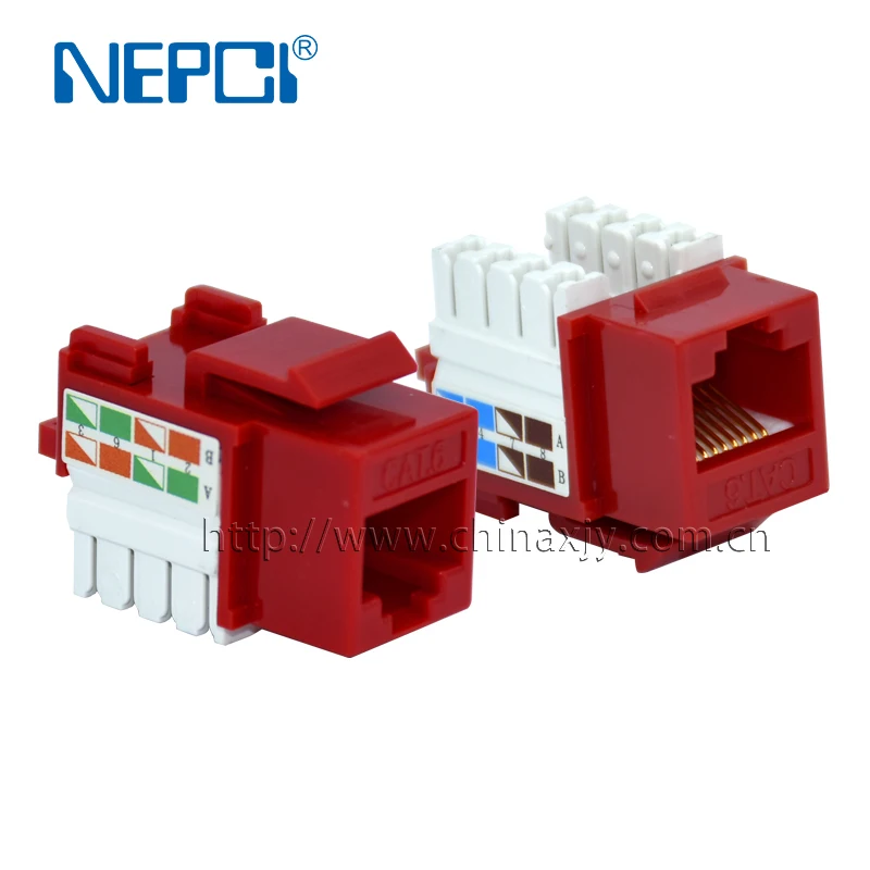 NEPCI vertical type CAT5E UTP RJ45 keystone jack module 110IDC XJY-NE-108-CAT6 unshielded jack connector 90 degree UL