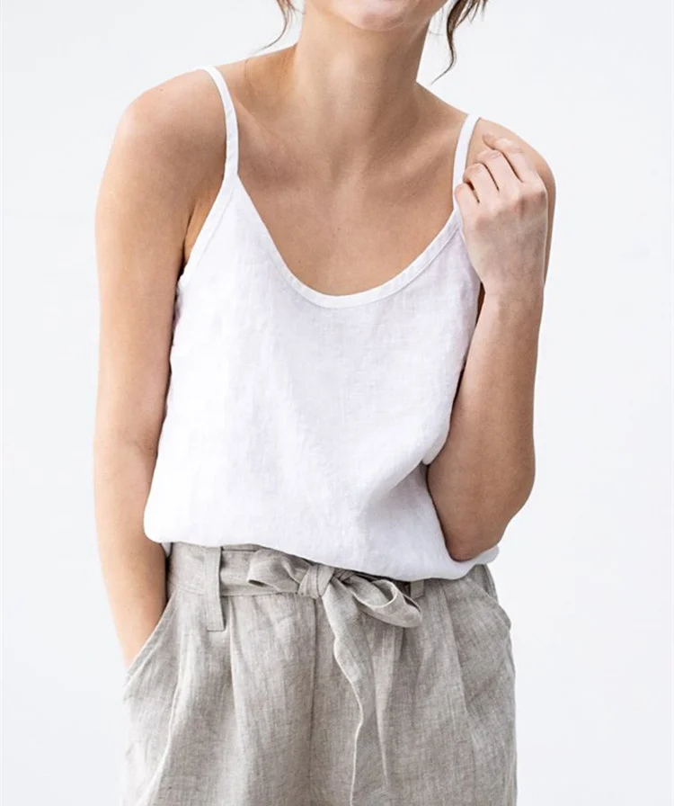 Sustainable 100% Linen Camisoles and Tank-Tops Cute Summer Tops for Women