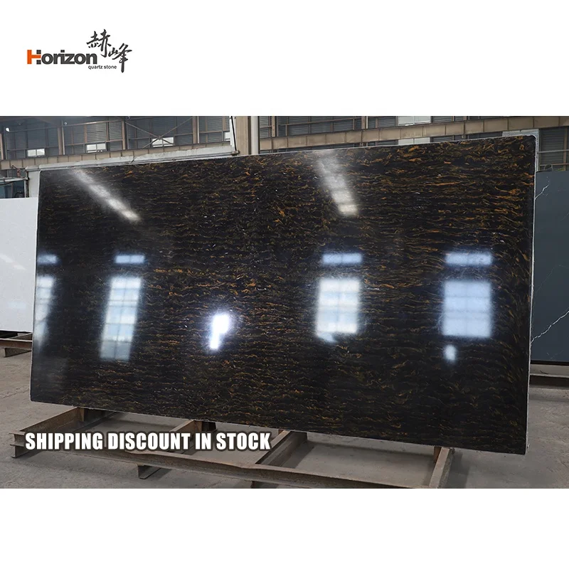 artificial calacatta stone prefabricated quartz countertop black quartz slabs for kitchen