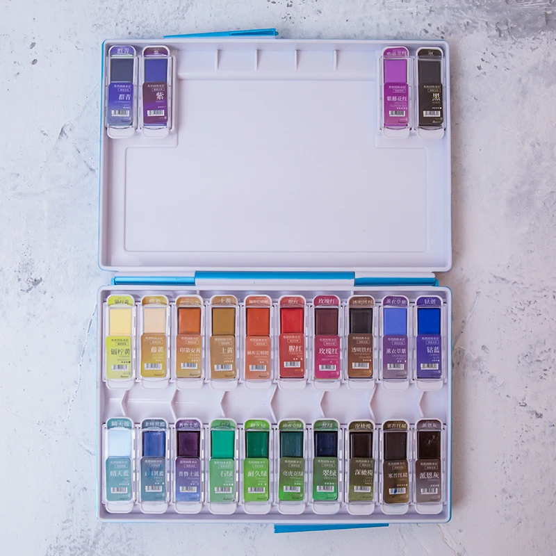 Улучшенный 24 цветов Мастер Уровень набор твердых акварельных красок с мини цветная сковорода