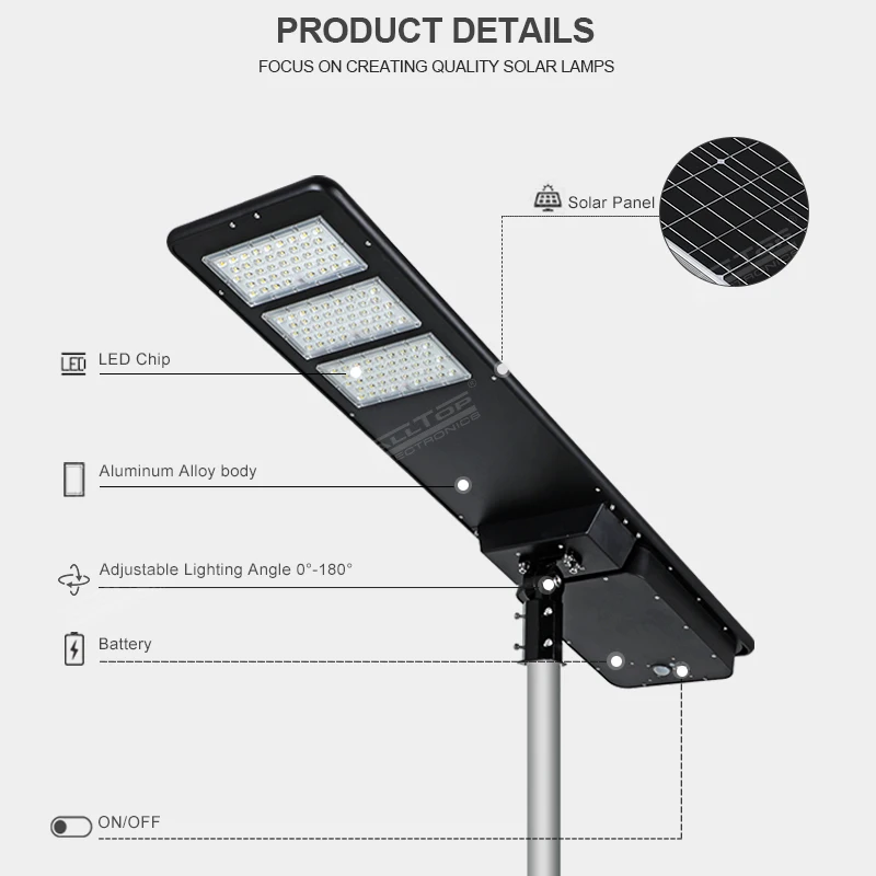ALLTOP High Power SMD Black IP65 Waterproof 300w Highway Road Outdoor Solar LED Street Lights