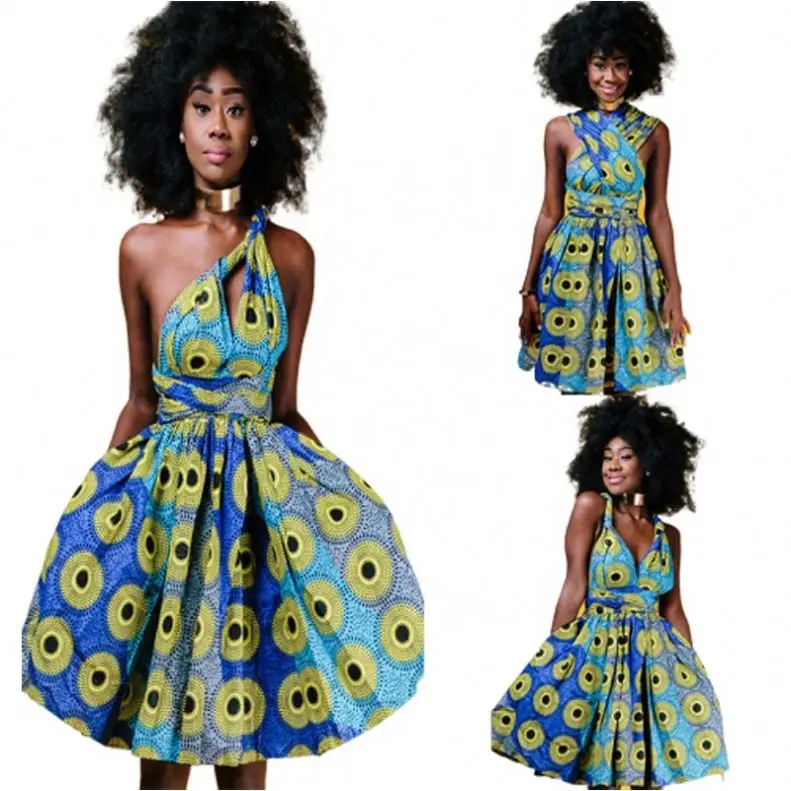 
Fashion Dashiki African Off Shoulder Dress Women Kitenge Designs Straight Dress 