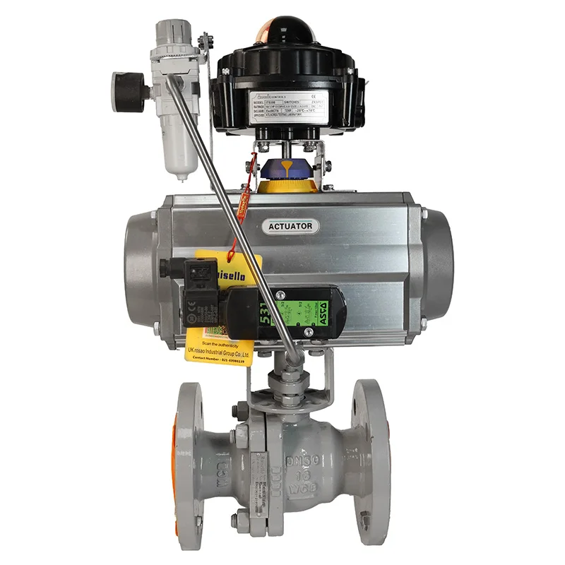 DN50 Chinese Control Valves Two eccentric Pneumatic Fluorine Lined WCB Ball Valve