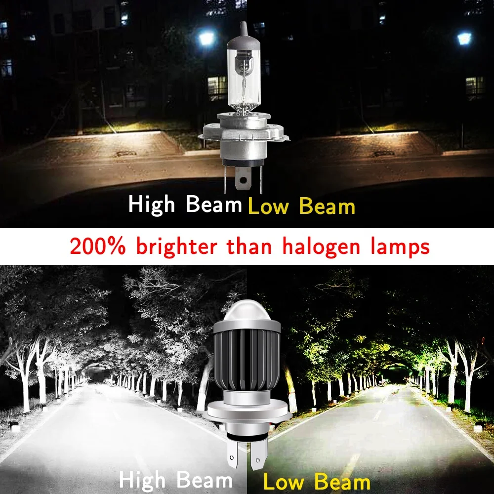  10000Lm H4 LED Moto H6 BA20D светодиодные лампы для фар мотоцикла объектив Белый Желтый Hi Lo лампа аксессуары скутеров противотуманные фары