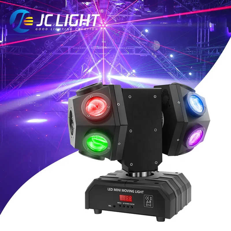 JC Dj Lighting System Rg Laser+ Rgbw 12pcs Led Double Army Disco Party Strobe Beam Effect Moving Head Laser Dj Light