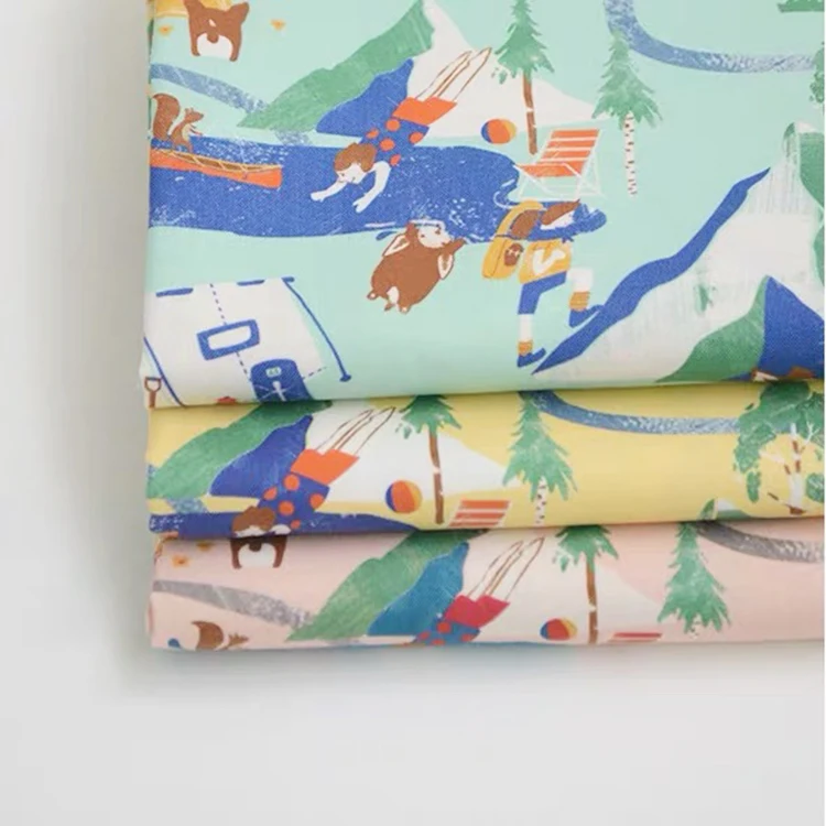 Customized digital print screen printing 100% Ramie linen breathable digital printed fabric for dresses garment