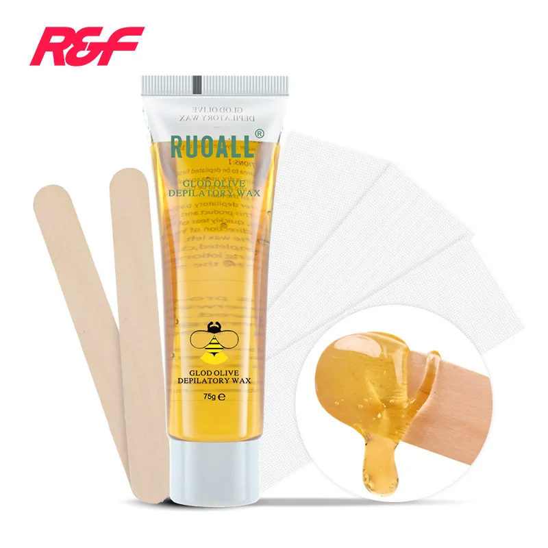 Ruoall Wholesale 75g Hair Removal Organic Sugar Wax Set With Paper and Wooden Spatulas