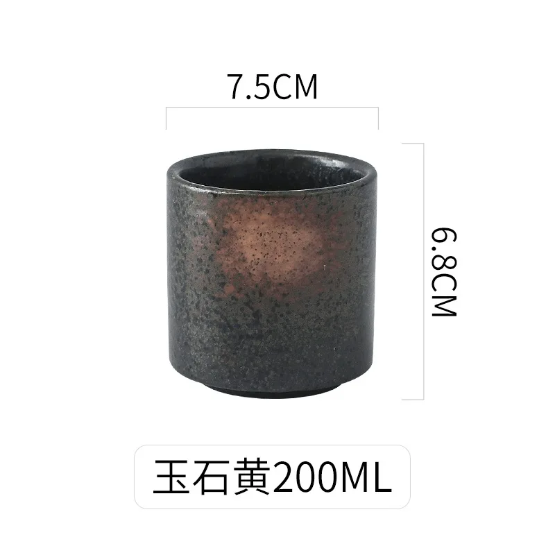 200 мл, оптовая продажа, японская винтажная матовая черная керамическая чайная чашка
