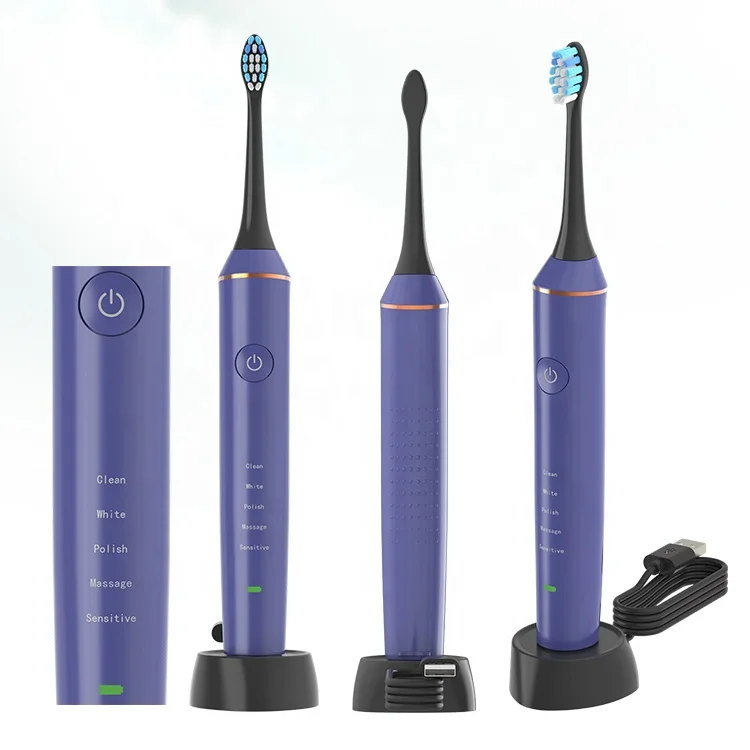 Sonic Toothbrush Kit Black Customized Electric Adult Sonic Electronic Toothbrush With Pressure Sensor
