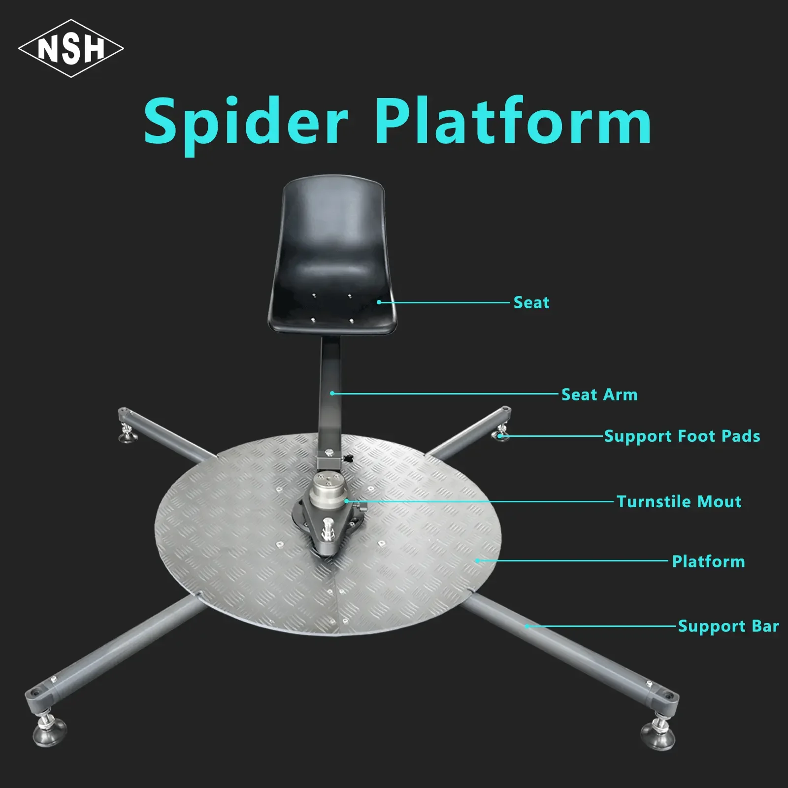 NSH Spider Platform 360 Degree Rotating Turntables With Seat Soccer Camera Equipment For Video Shoot