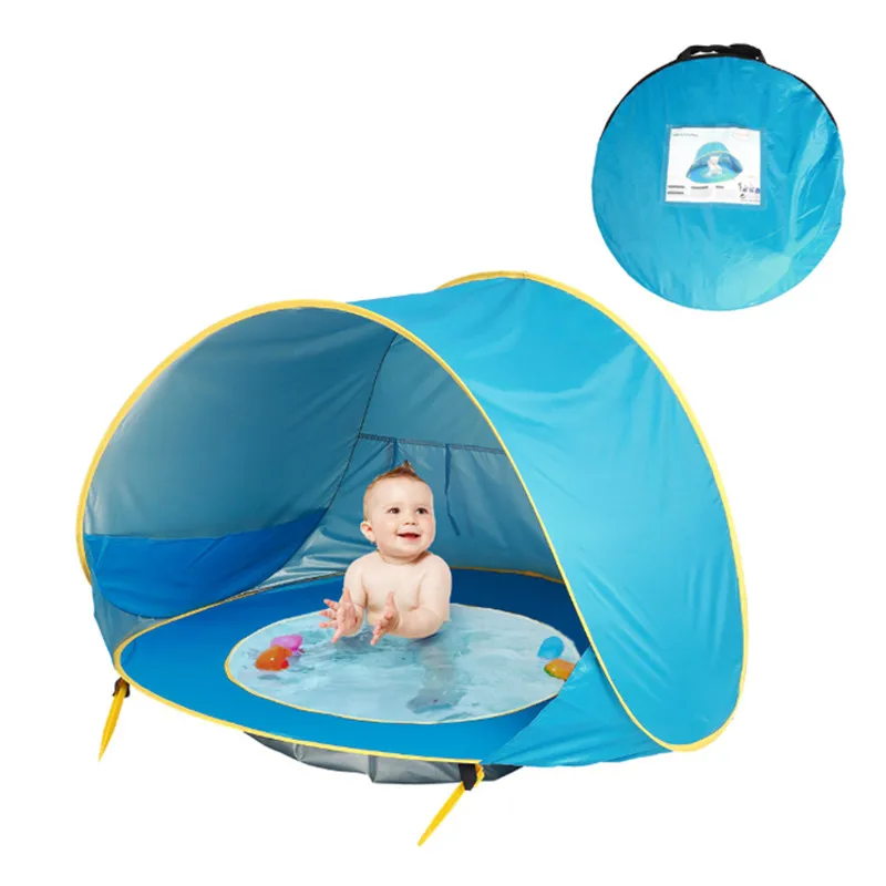 Highly Recommend Portable UPF 50+ Solid Color Lightweight Super Easy Pop Up Baby Kids Beach Shade Swimming Tent