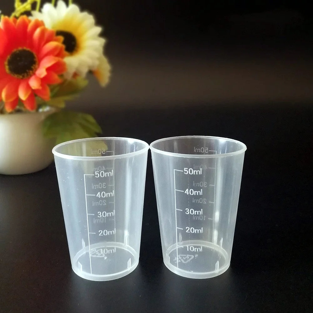 Hot Sale Laboratory 50ml Clear Plastic Measuring Beaker Cups PP plastic liquid scale measurement cup medicine measuring cups