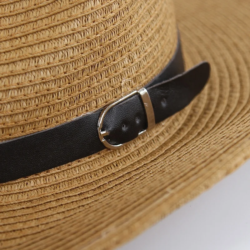 56-58CM New Panama Soft Shaped Straw Hat Summer Women/Men Wide Brim Beach Sun Cap UV Protection Fedora Hat