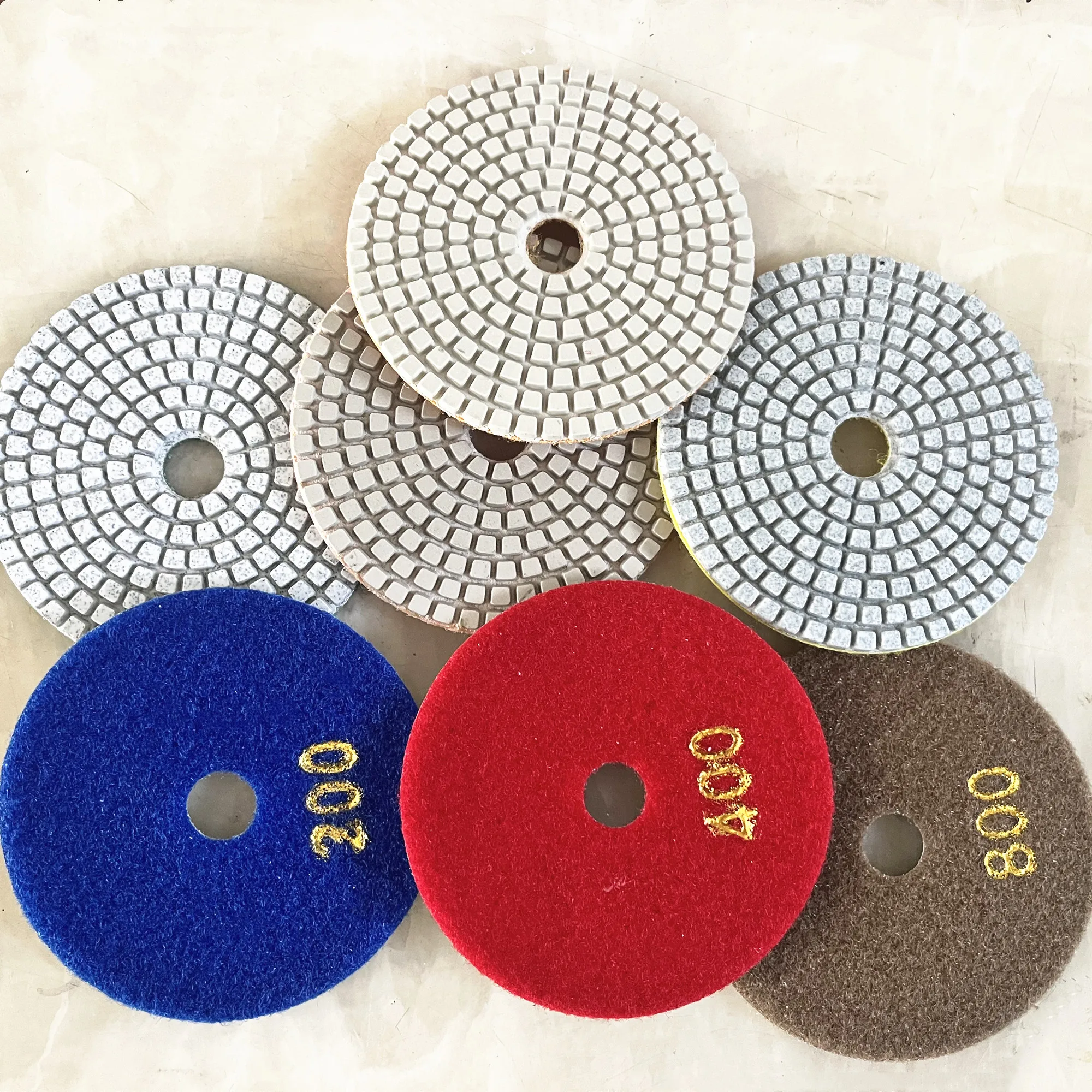 high quality 100mm  4 inch 7 step high quality wet  diamond polishing pads for stone Quartz fabrication