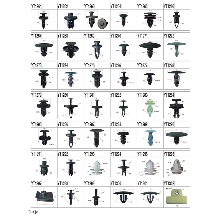 Push Release 1000Pcs Auto Car Mixed Fastener Bumper Fender Clips And Plastic Fasteners For Interior Car