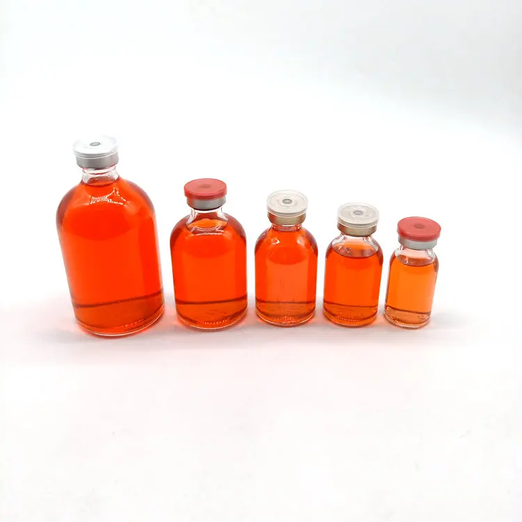 100ml 50ml 30ml 20ml 10ml glass moulded injection vial bottle glass medicine bottle with rubber and aluminum cap
