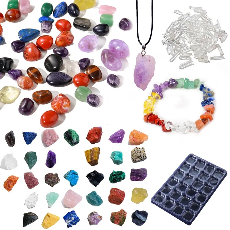 Raw Stone Crystal Gift Box Set Custom Christmas Healing Gemstone gift for children Natural