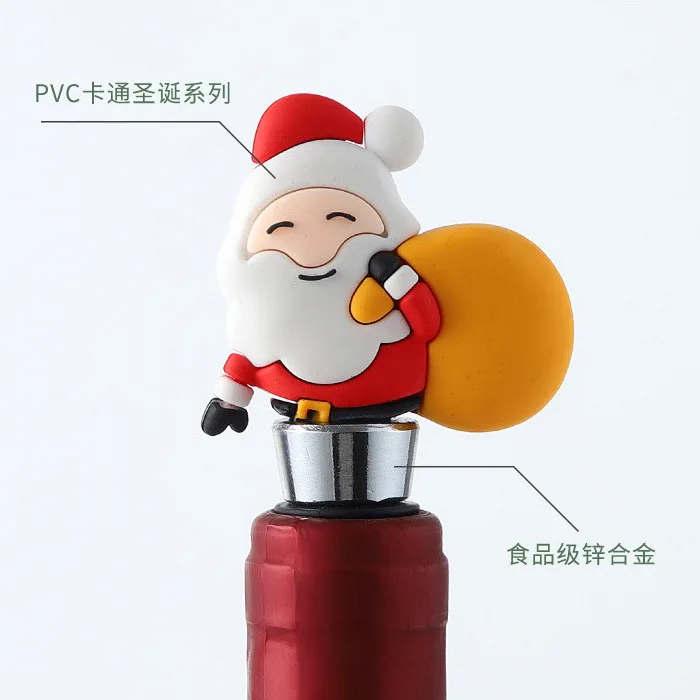 Santa Claus Durable Resin Wine Stopper Metal Wine Stopper Kitchen Supplies Holiday Party Christmas Gift Wine Cover