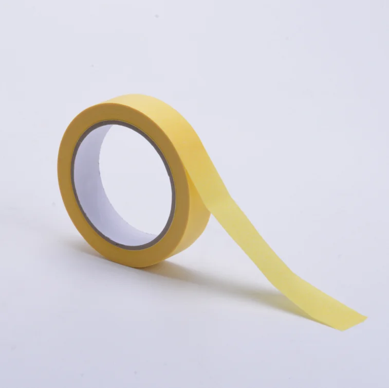Removable Yellow Automotive Crepe paper Masking Tape Roll For Car Painting