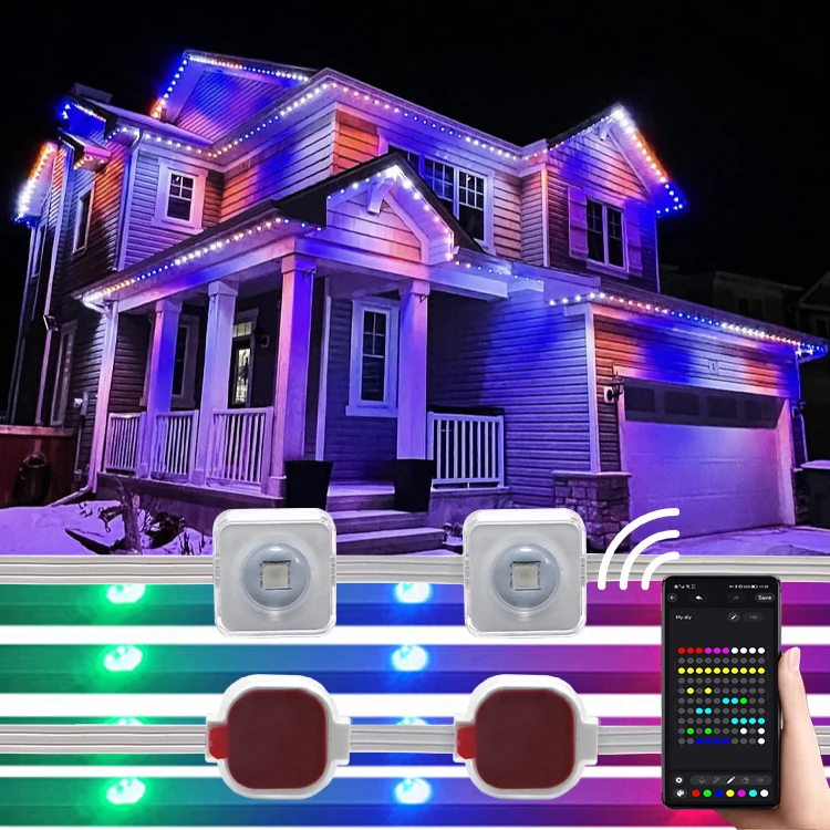 Permanent Outdoor 24V 36V Rgb Smart Led Pixel Nodes Trim Lights For Houses Led Christmas Point Light Smart Christmas Light