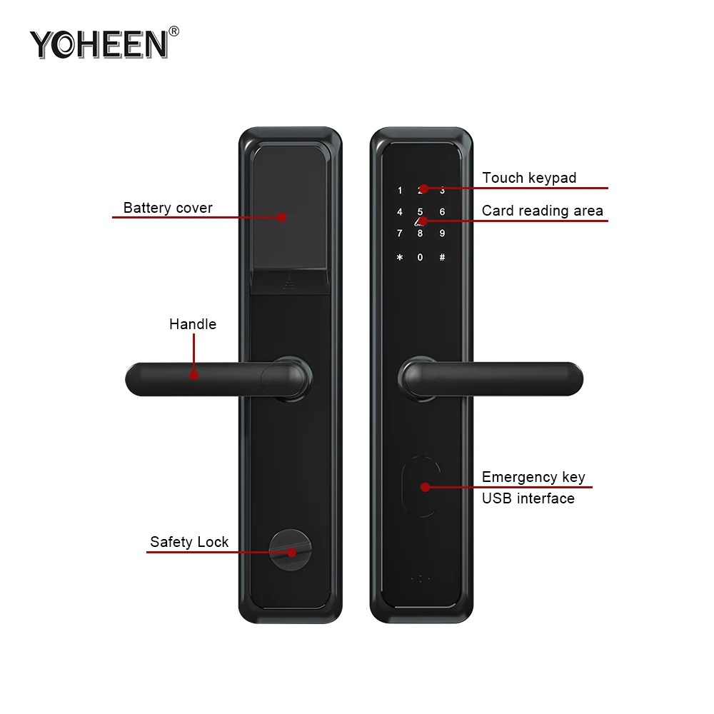 Waterproof App Door Lock Electronic Rfid Digital Locks Intelligent Wifi Ttlock Smart Lock Aluminium Alloy Cloud Bluetooth