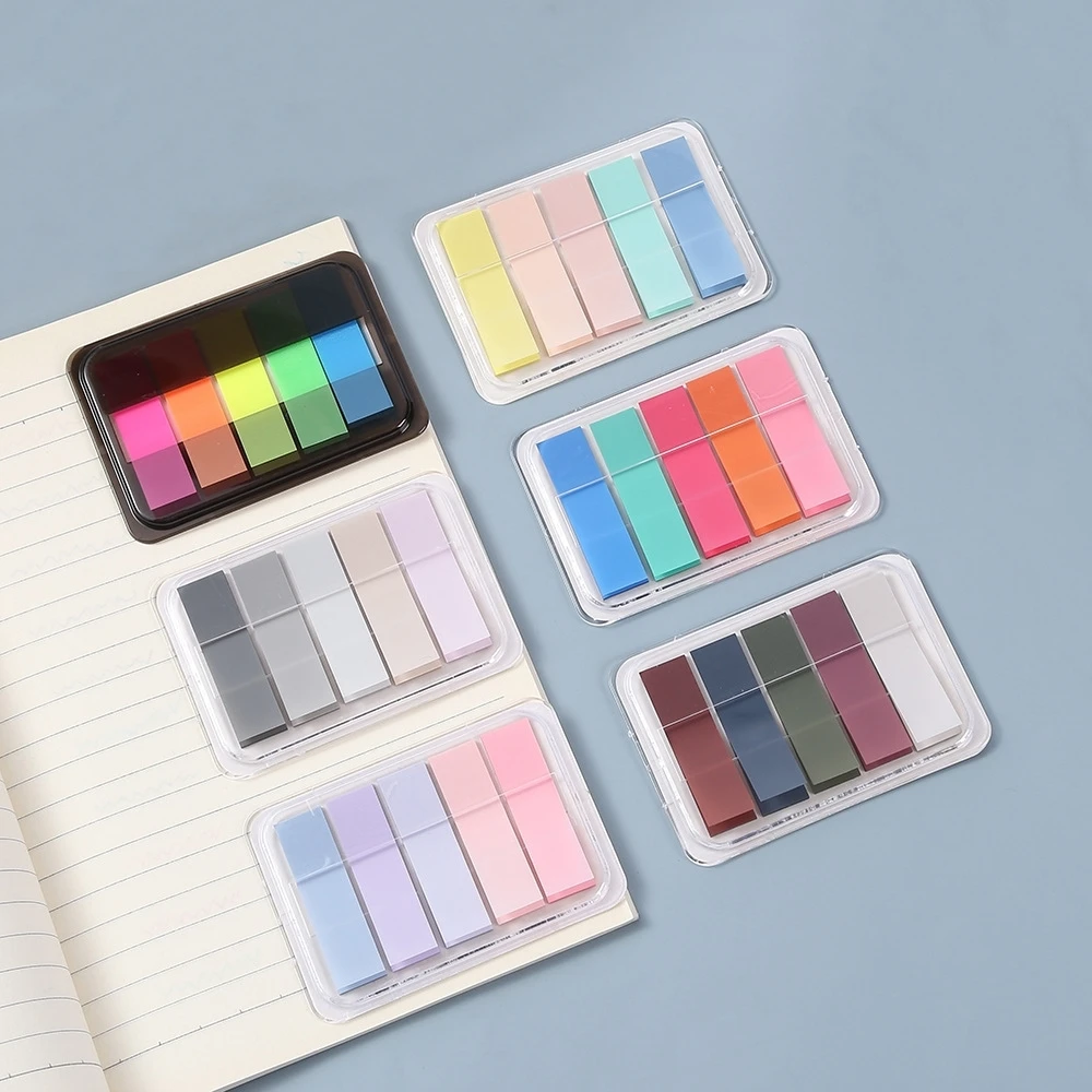 Sticky Index Tabs Translucent Sticky Page Markers PET Fluorescent Adhesive Notes Flags Writable Label Stickers for Annotating