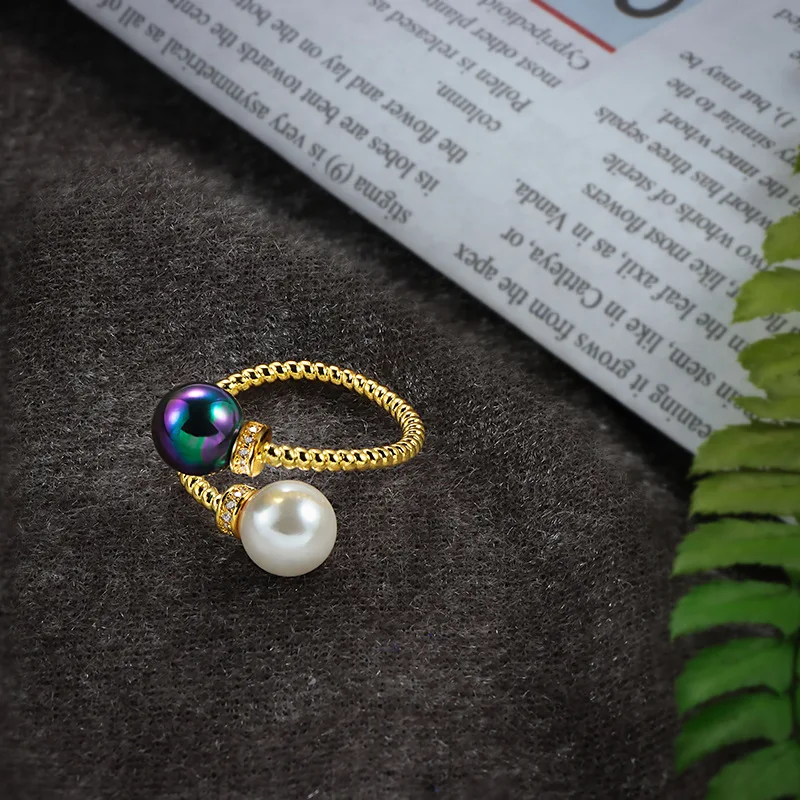 moissanite gold ring for man anillos de oro 10k para mujer yellow gold engagement ring with fresh water pearl