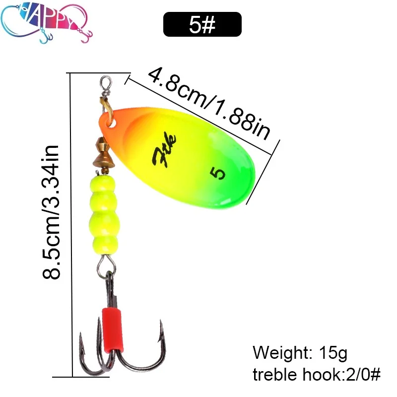 FTK 5g-15g Strong 3X Treble Hooks Spinner Fishing Lure Spoon Fishing Lure Brass Metal Swim Baits Bass Pike Fishing Lure Pesca