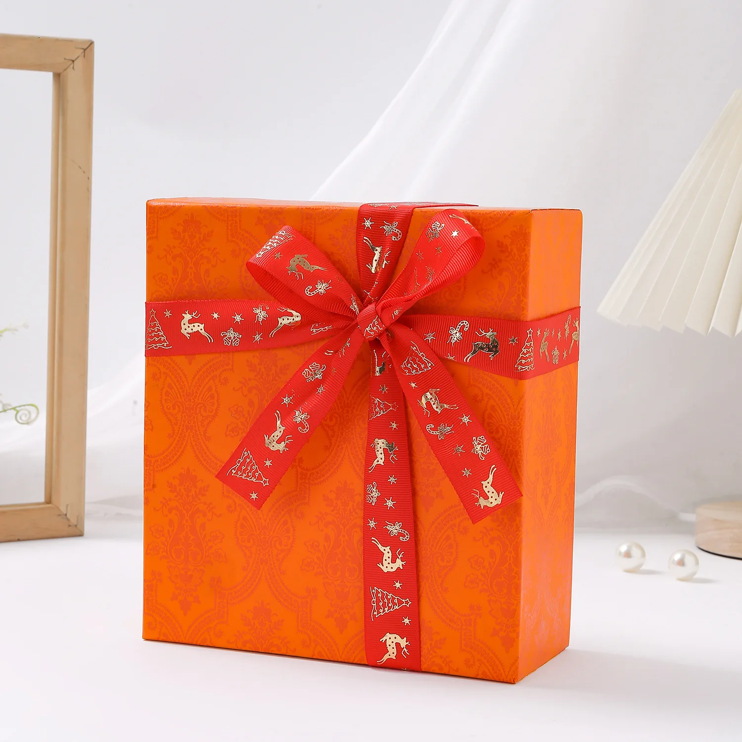 Hanfan Factory  Ribbon Printing Christmas Pattern Foiling Gift Box Packaging Accessories Polyester Silk Ribbon
