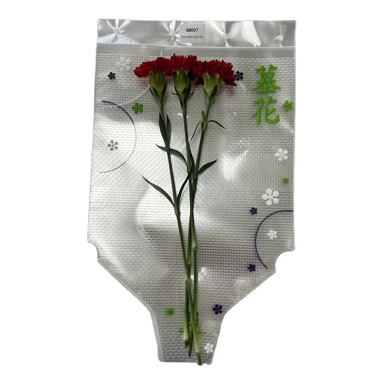 Wholesale custom flower packaging bag plastic transparent bagging rose packaging bag