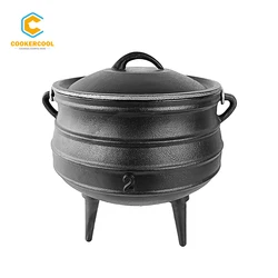 Cookercool Cast Iron Pre-Seasoned Potjie African Pot With Lid
