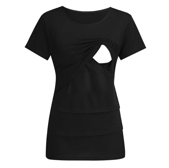 OEM Women Mom Maternity Nursing Short Sleeve Delivery Labor Gowns Breastfeeding Dress