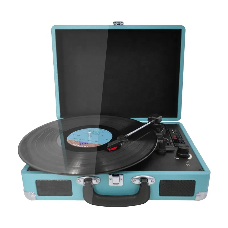 Multiple Wireless USB Modern Retro Gramophone Portable Briefcase Vinyl Player Easy Carry Handle Turntable Player