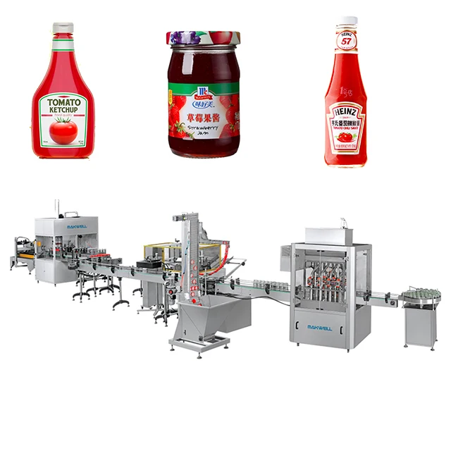 high quality full automatic small tomato paste bottle filling capping labeling machine for glass jar