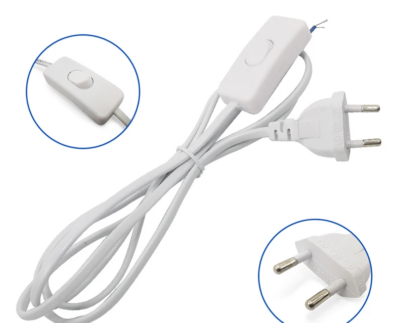 1.8M LED On/Off power cord EU Plug Cable Light Modulator Lamp Line Controller For LED Bulb Table Lamp Electricity wire AC220V