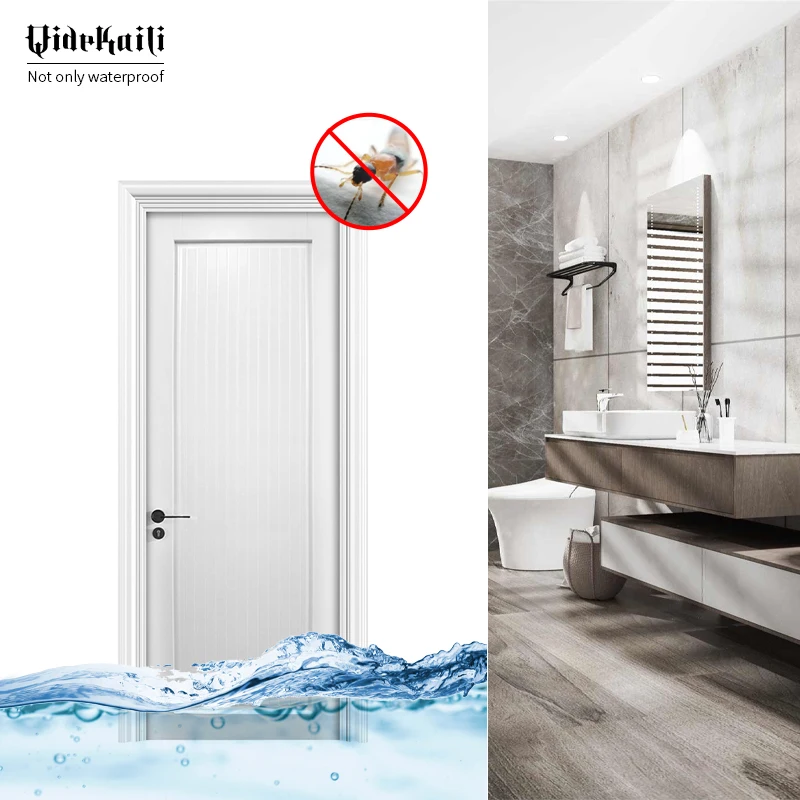 Top Quality Waterproof Moisture-Proof French Style Interior Wooden PVC Toilet Doors For Home