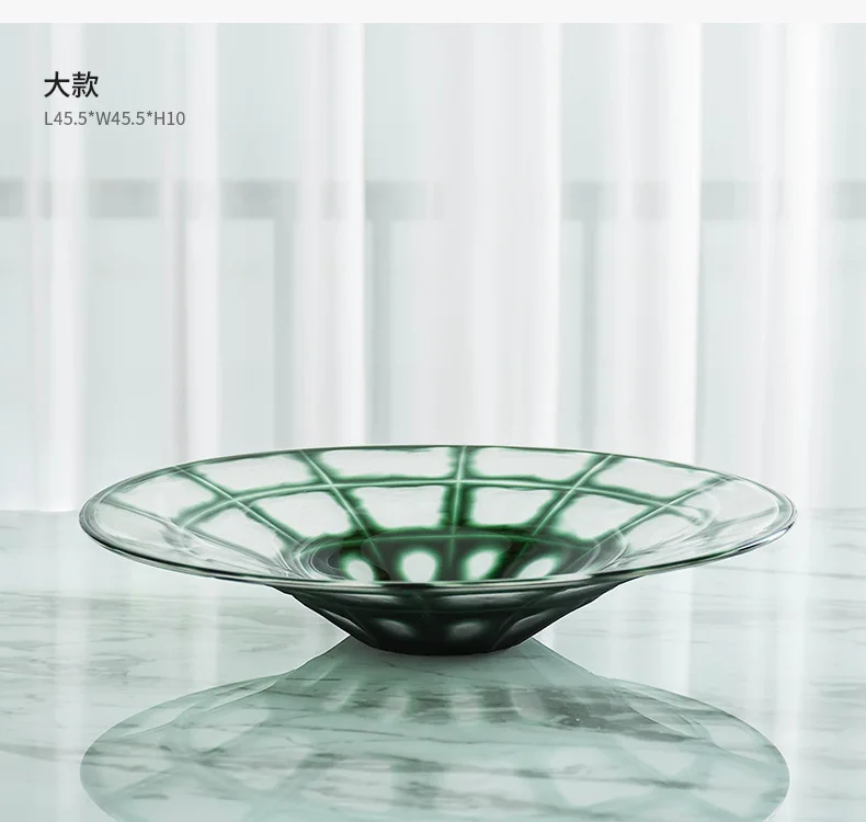 Nordic Compote Plate Reticulation Decorative Fruit Tray Green Accessories Glass Fruit Bowl