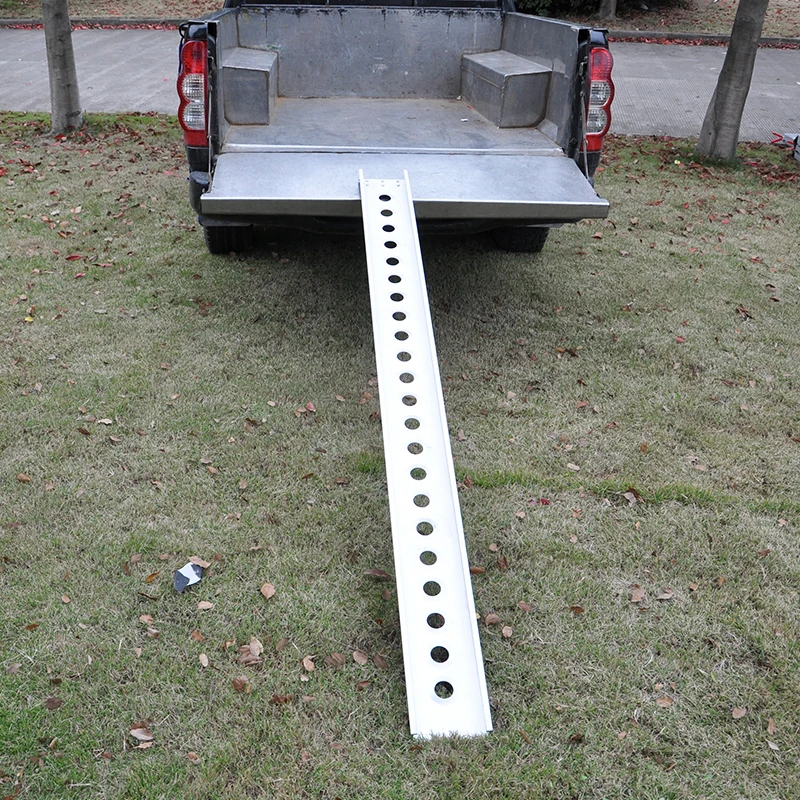 Portable truck bed motorcycle bicycle loading bay ramp for vehicle