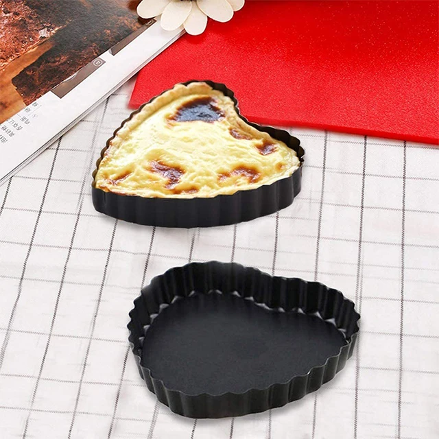 MJ Cake tools non stick coating heart baking dish removable loose bottom 4 inch pie egg tart pan